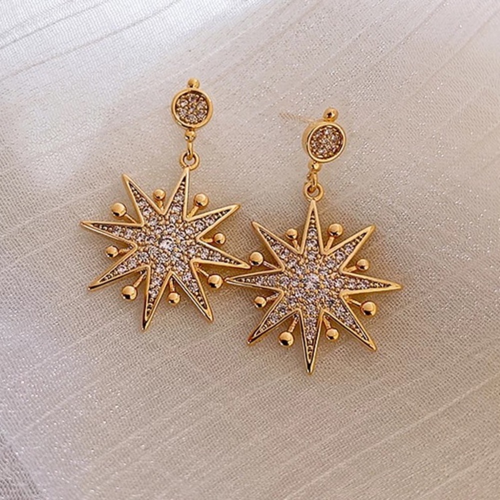 Crystal Star Stud Drop Earrings